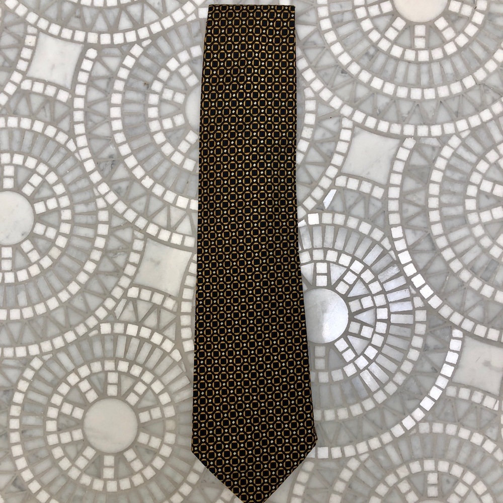 Men’s Faconnable Navy and Gold Silk Tie